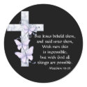 Black with Blue Cross & Butterflies Stickers by mrssocolov2 Black with Blue Cross & Butterflies Stickers