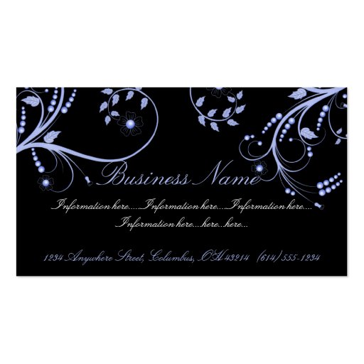 Black with Blue Vines Business Card (front side)