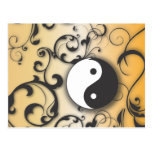 Black with Bronze Yin & Yang with scrolls Post Cards
