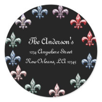 Black with Colorful Fleurs Address Labels stickers by mrssocolov2 Black with Colorful Fleurs Address Labels stickers