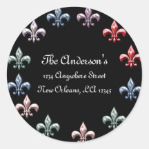 Black with Colorful Fleurs Address Labels Sticker