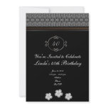 Black with Diamonds Elegant Birthday Invitation