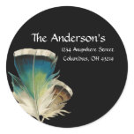 Black with Feathers Address Labels stickers