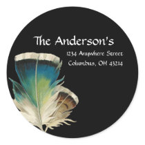 Black with Feathers Address Labels stickers