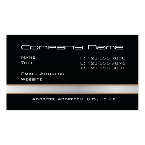 Black with gray band Business Cards (front side)