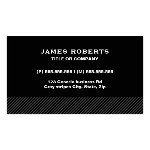 Black with gray stripes, modern simple masculine business card templates