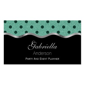 Black With Green Polka Dot Business Cards