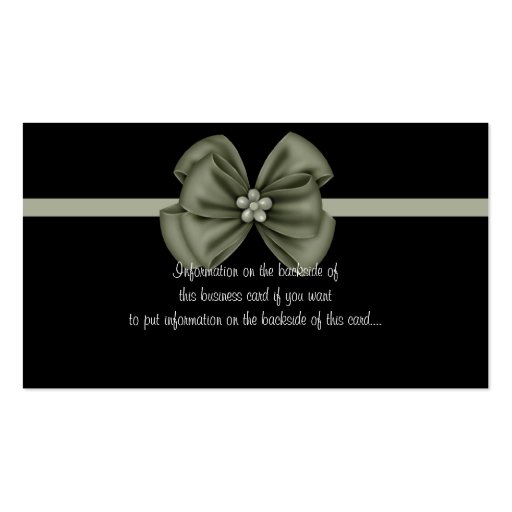 Black with Green Ribbon/Bow Business Card (back side)