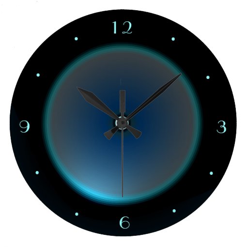 Black with Illuminated Blue/Aqua Face >Wall Clock Wall Clock Zazzle