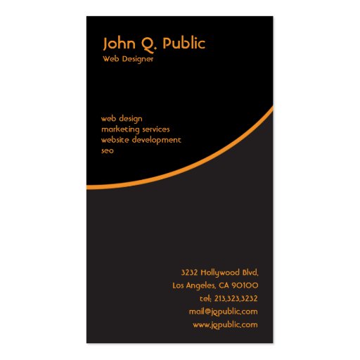 Black with Orange Business Card (front side)
