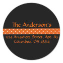 Black with Orange Dotted Ribbon Address Labels stickers