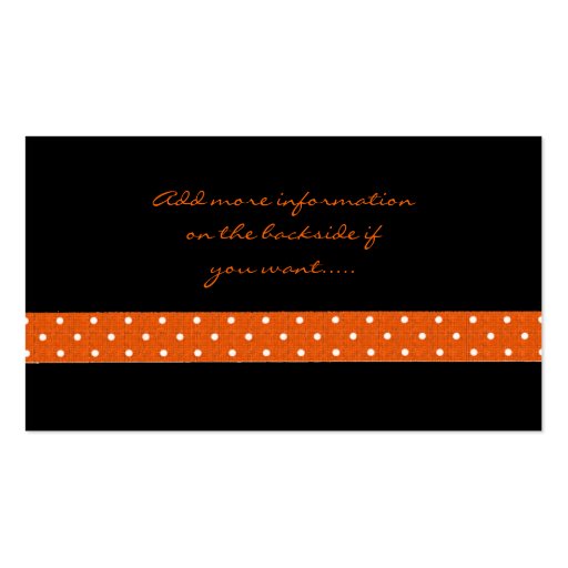 Black with Orange Dotted Ribbon Business Cards (back side)