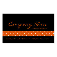 Black with Orange Dotted Ribbon Business Cards