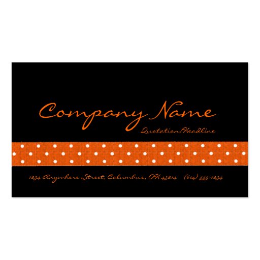 Black with Orange Dotted Ribbon Business Cards (front side)