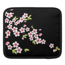Black with Pink and Green Cherry Blossom Sakura Sleeve For Ipads
