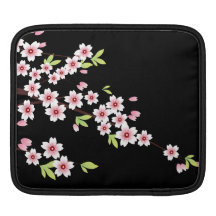 Black with Pink and Green Cherry Blossom Sakura Sleeve For iPads