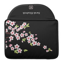 Black with Pink and Green Cherry Blossom Sakura MacBook Pro Sleeve
