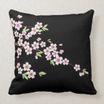 Black with Pink and Green Cherry Blossom Sakura pillows