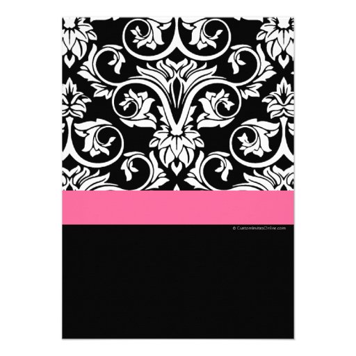 Black with Pink Damask Baby Shower Invites