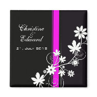 Black with Pink Flower Wedding Magnet magnet