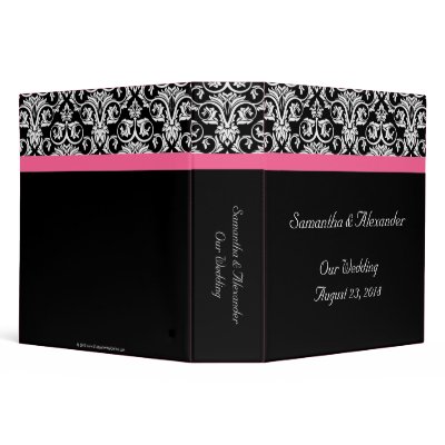 Black with Pink Passion Damask Binder