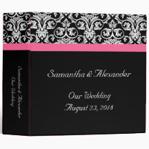 Black with Pink Passion Damask Binder
