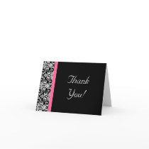 Black with Pink Passion Damask Greeting Card