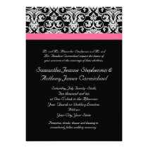 Black with Pink Passion Damask Custom Announcement