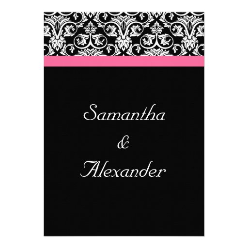 Black with Pink Passion Damask Custom Announcement