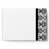 Black with Pink Passion Damask Envelope