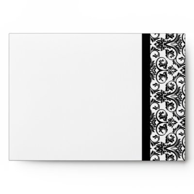 Black with Pink Passion Damask Envelope