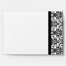 Black with Pink Passion Damask Envelope