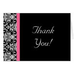 Black with Pink Passion Damask cards