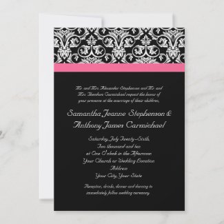 Black with Pink Passion Damask Custom Announcement