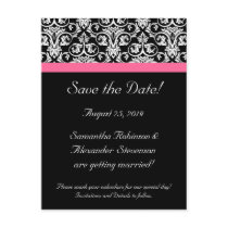 Black with Pink Passion Damask Post Card