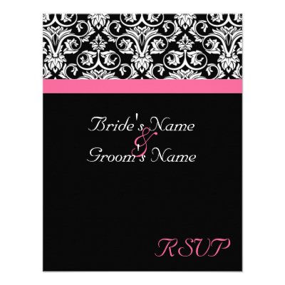 Black with Pink Passion Wedding Matching RSVP Personalized Invites