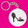 Black With Pink Polka Dot Shoe Keychain Black With Pink Polka Dot Shoe Keychain