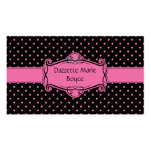 Black with Pink Polka Dots Business Card