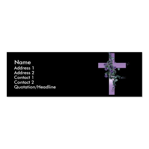 Black with Purple Cross and Flowers Profile Card Business Card Templates