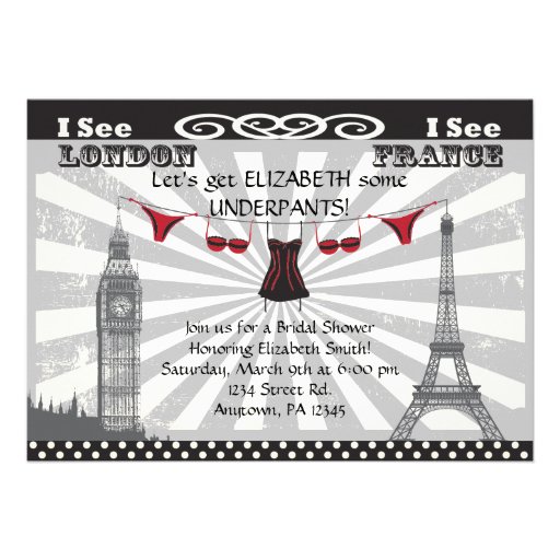 Black with Red Bridal Shower Invitations (front side)