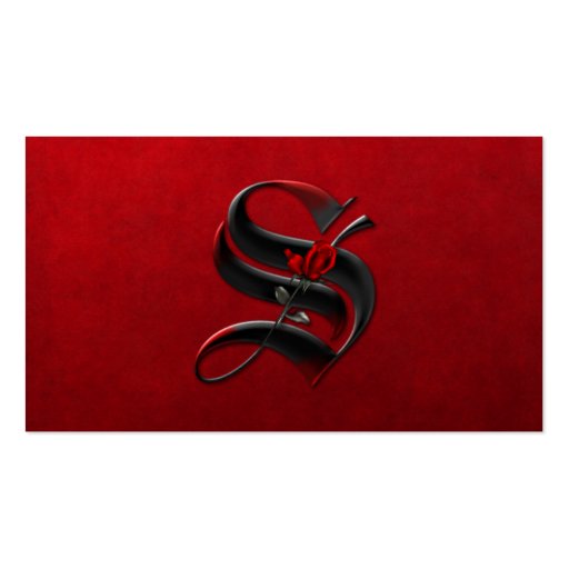 Black with Red Roses Initial S Goth Business Card (front side)
