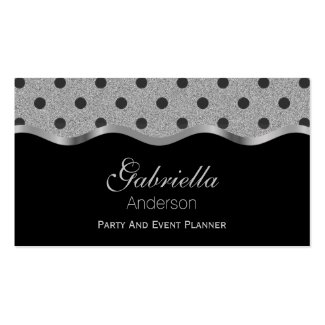 Black With Silver Polka Dot Business Cards