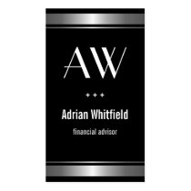 Black with Silver Stripes Accountant Business Card