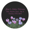 Black with Tulip Flowers Address Labels stickers