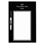 Black with White Area and Custom Text. Dry-Erase Whiteboard