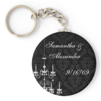 Black with White Chandelier Silhouette Keychain