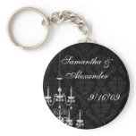 Black with White Chandelier Silhouette Keychain