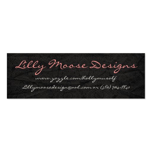 Black with White chandelier skinny business cards (back side)