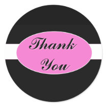 Black with White Stripe and Hot Pink Thank You stickers