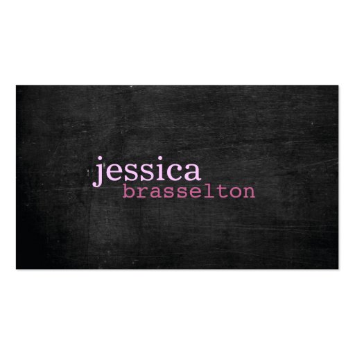 Black Wood Pink Typography Business Card (front side)